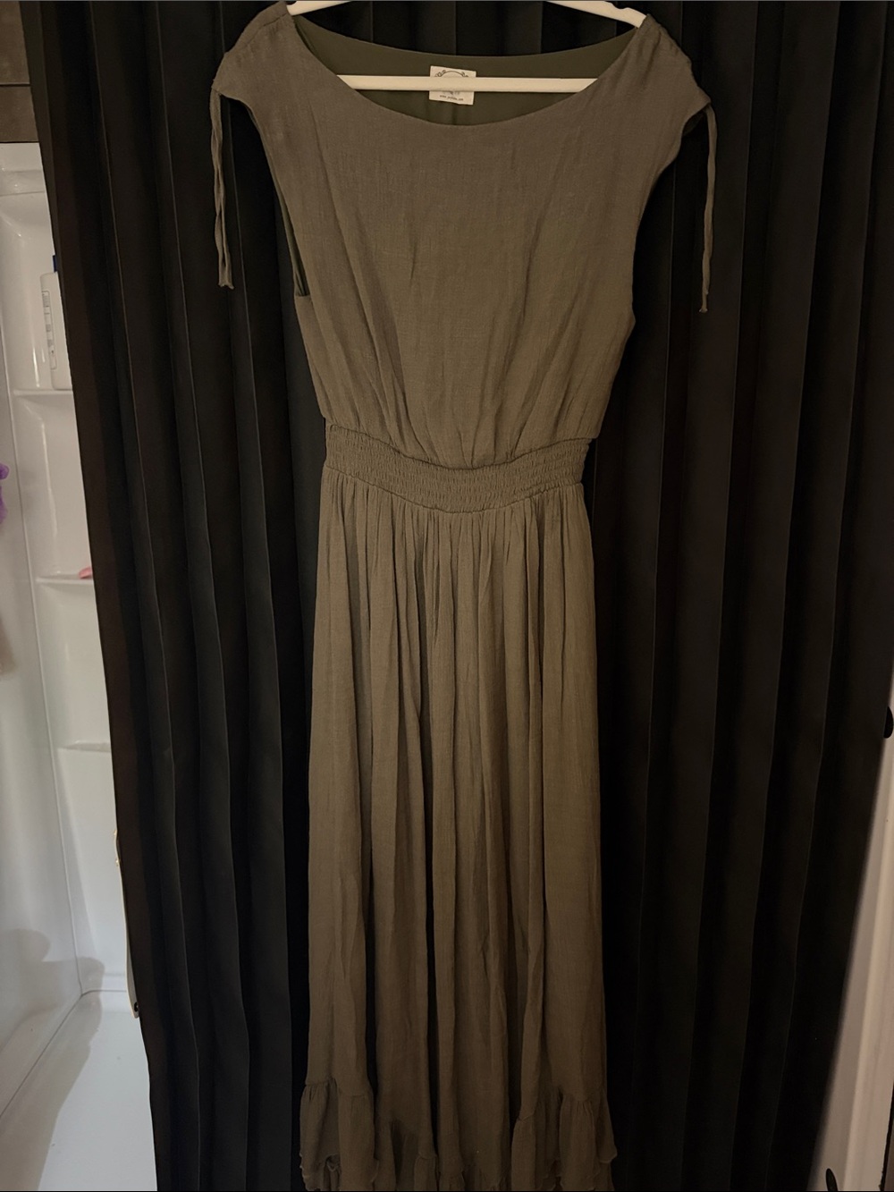 Olive Green joy folie Maxi Dress with Smocked Waist